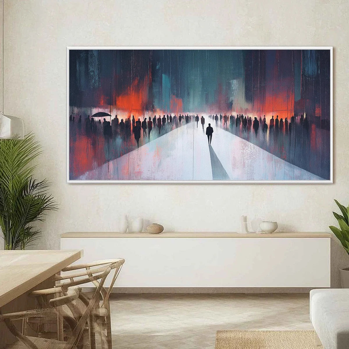 MIDNIGHT CROSSING: Minimalist Urban Cityscape Oil Painting | Minimalist closeup, raised brushwork detail