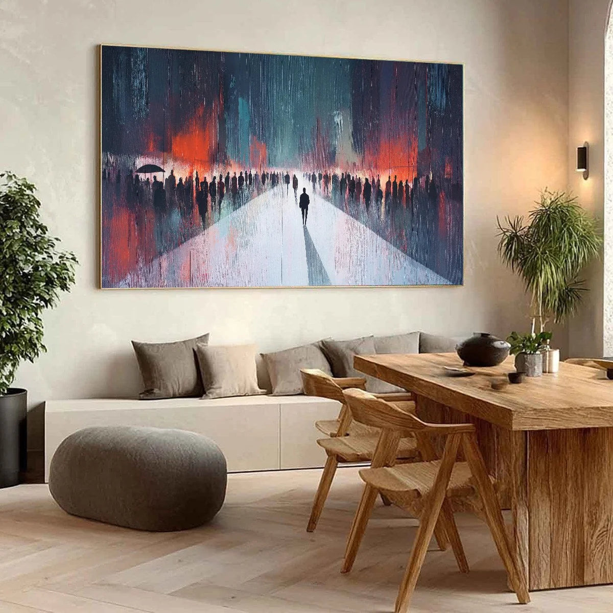 MIDNIGHT CROSSING: Minimalist Urban Cityscape Oil Painting | rolled canvas, ready for custom framing