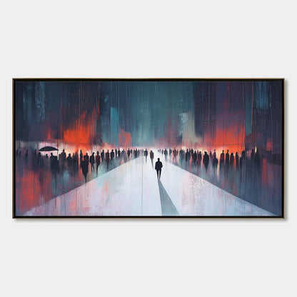 MIDNIGHT CROSSING: Minimalist Urban Cityscape Oil Painting | hanging in living room, Minimalist wall art