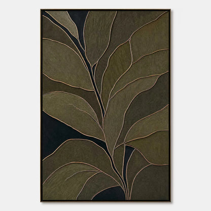 MIDNIGHT FOLIAGE: Textured Botanical Abstract Painting in Earth Tones | hanging in living room, Abstract wall art