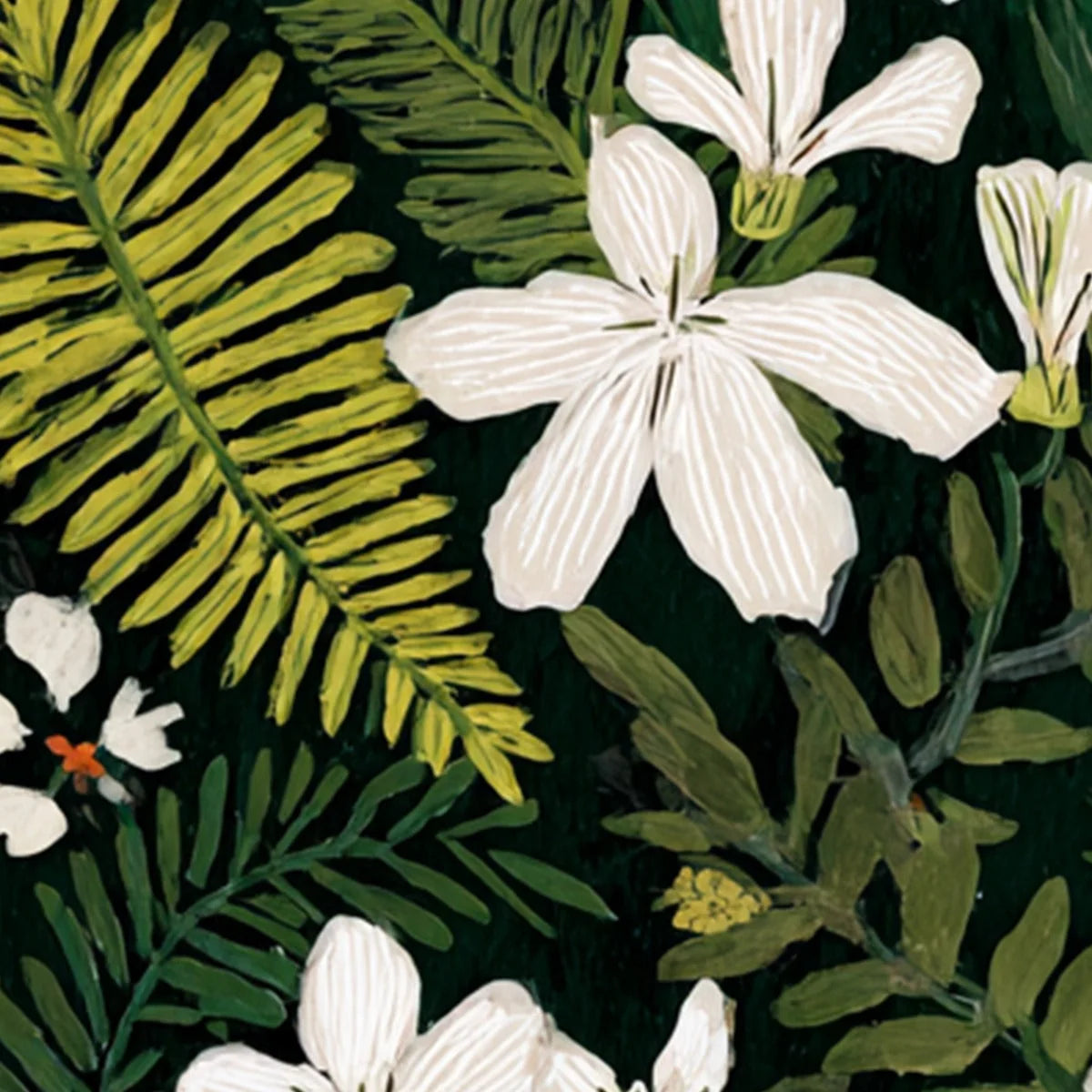 MIDNIGHT GARDEN: Dark Botanical Floral Painting | rolled canvas, ready for custom framing