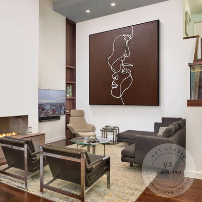Minimal Picasso Line Art Portrait Canvas, Abstract One Line Face Wall Painting,  #2