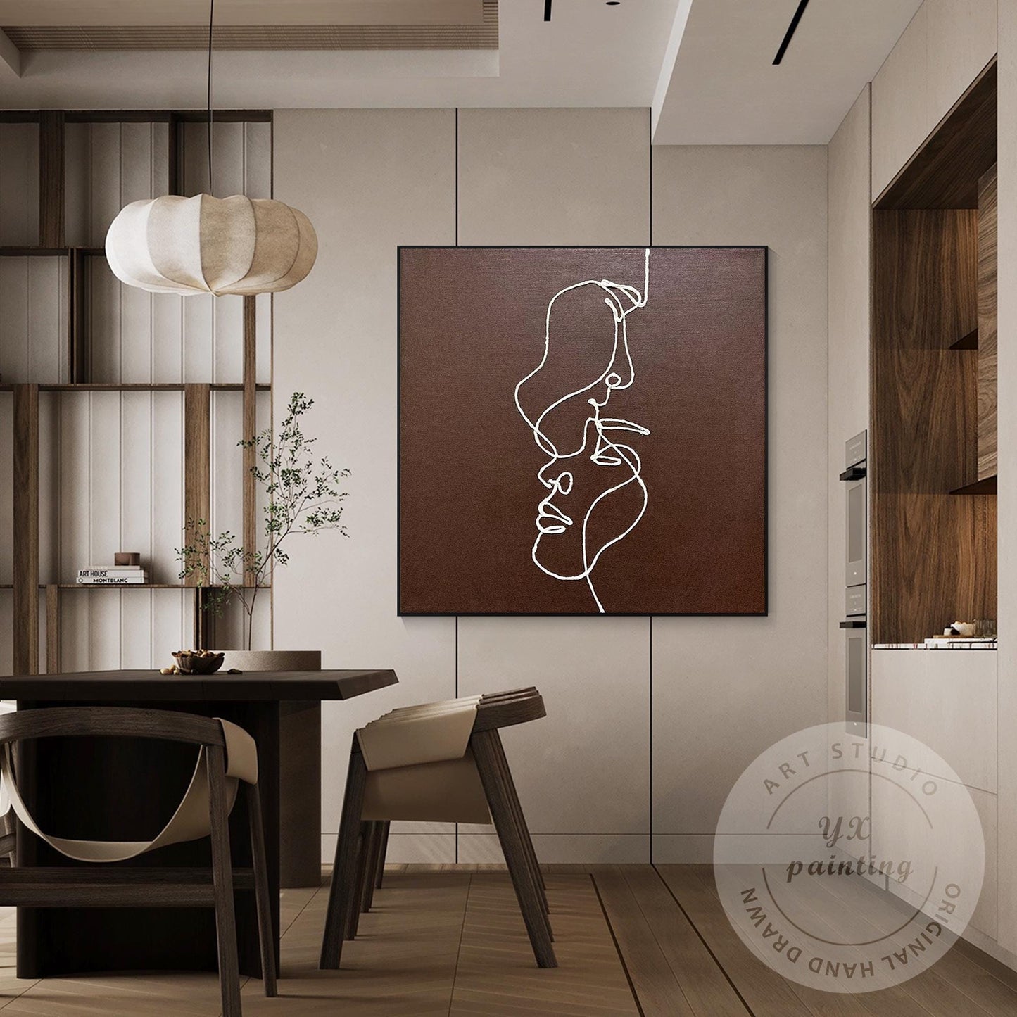 Minimal Picasso Line Art Portrait Canvas, Abstract One Line Face Wall Painting,  #4