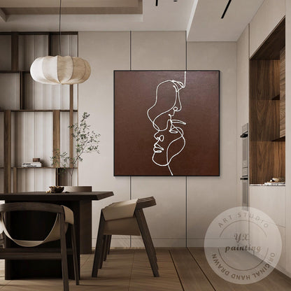 Minimal Picasso Line Art Portrait Canvas, Abstract One Line Face Wall Painting,  #4