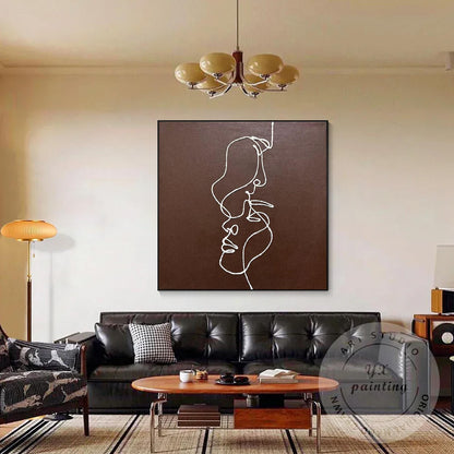 Minimal Picasso Line Art Portrait Canvas, Abstract One Line Face Wall Painting,  #5