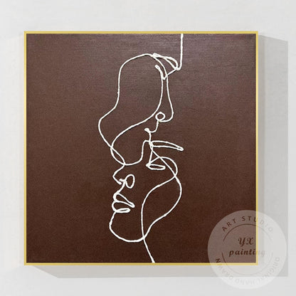 Minimal Picasso Line Art Portrait Canvas, Abstract One Line Face Wall Painting,  #9