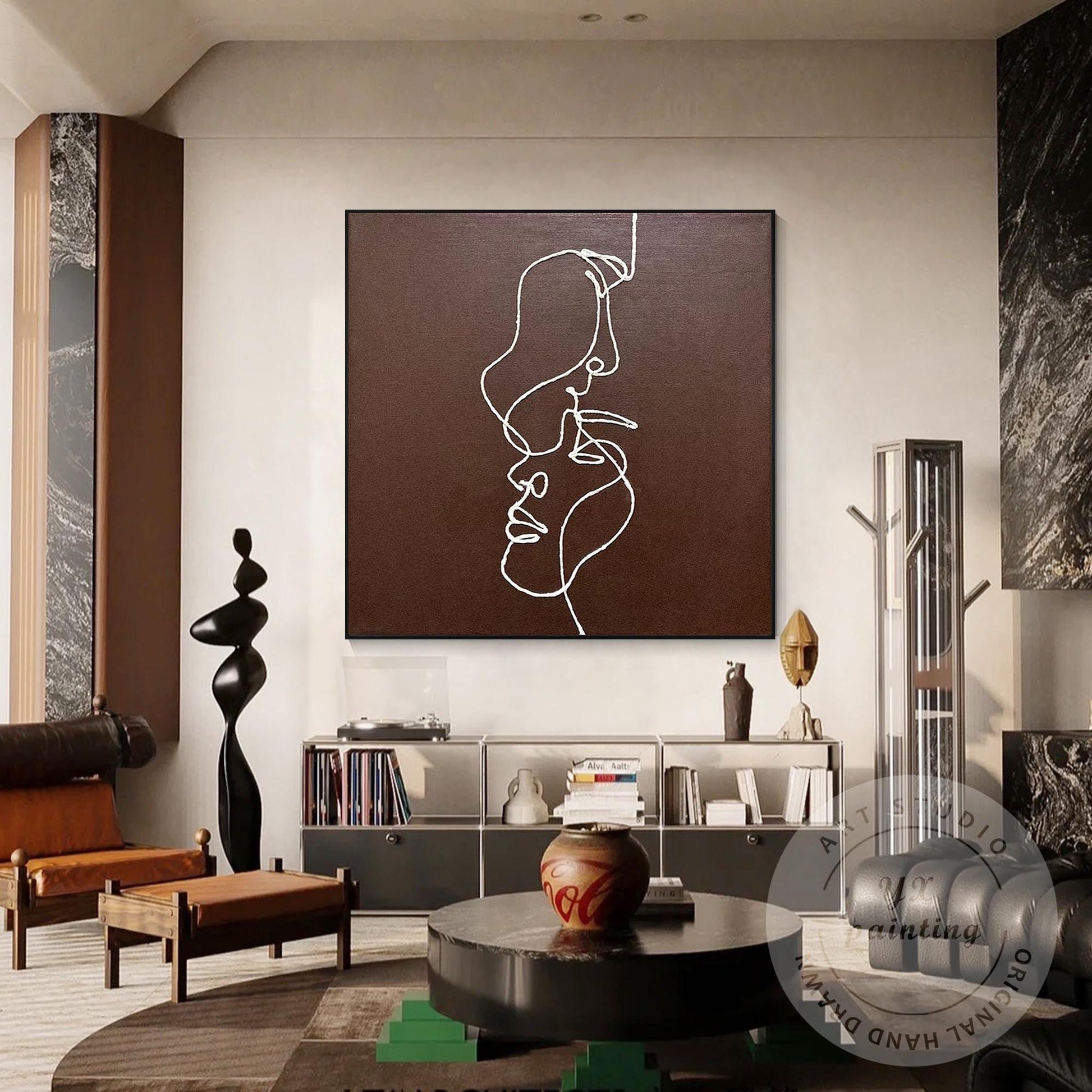 Minimal Picasso Line Art Portrait Canvas, Abstract One Line Face Wall Painting,  #1