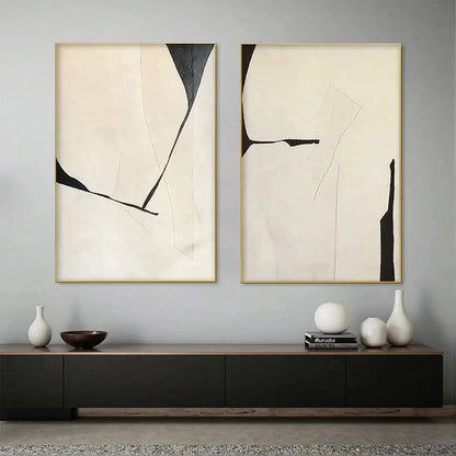 MINIMALIST ABSTRACT DIPTYCH: Abstract Minimalist Painting Set of 2, Vertical Wall Art | Minimalist closeup, raised brushwork detail