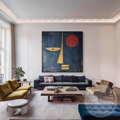 Minimalist Abstract Face Wall Art, Mid Century Modern Portrait Canvas, Geometric #2