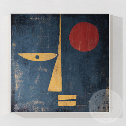 Minimalist Abstract Face Wall Art, Mid Century Modern Portrait Canvas, Geometric #11