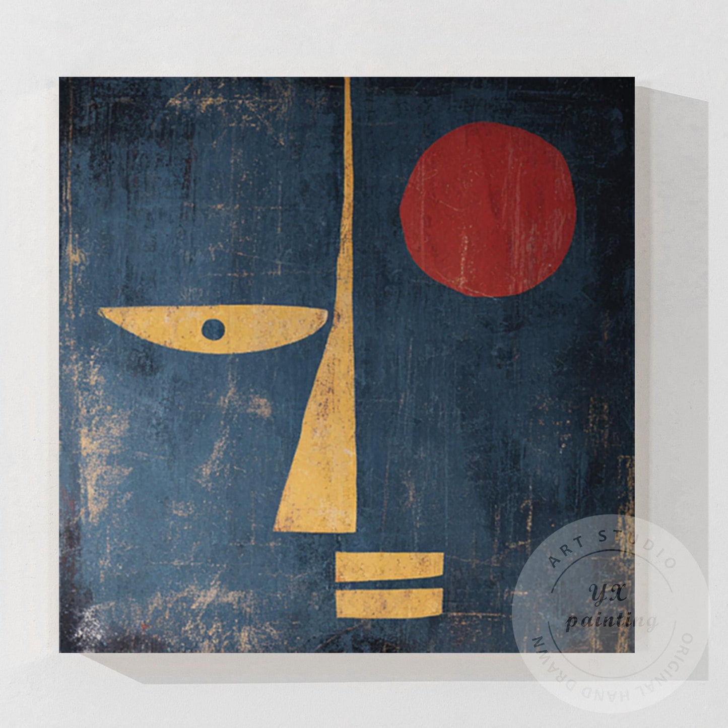 Minimalist Abstract Face Wall Art, Mid Century Modern Portrait Canvas, Geometric #6