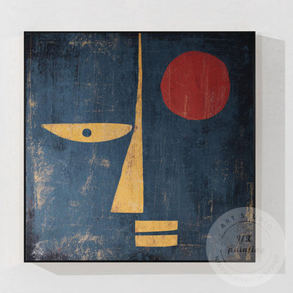 Minimalist Abstract Face Wall Art, Mid Century Modern Portrait Canvas, Geometric #8