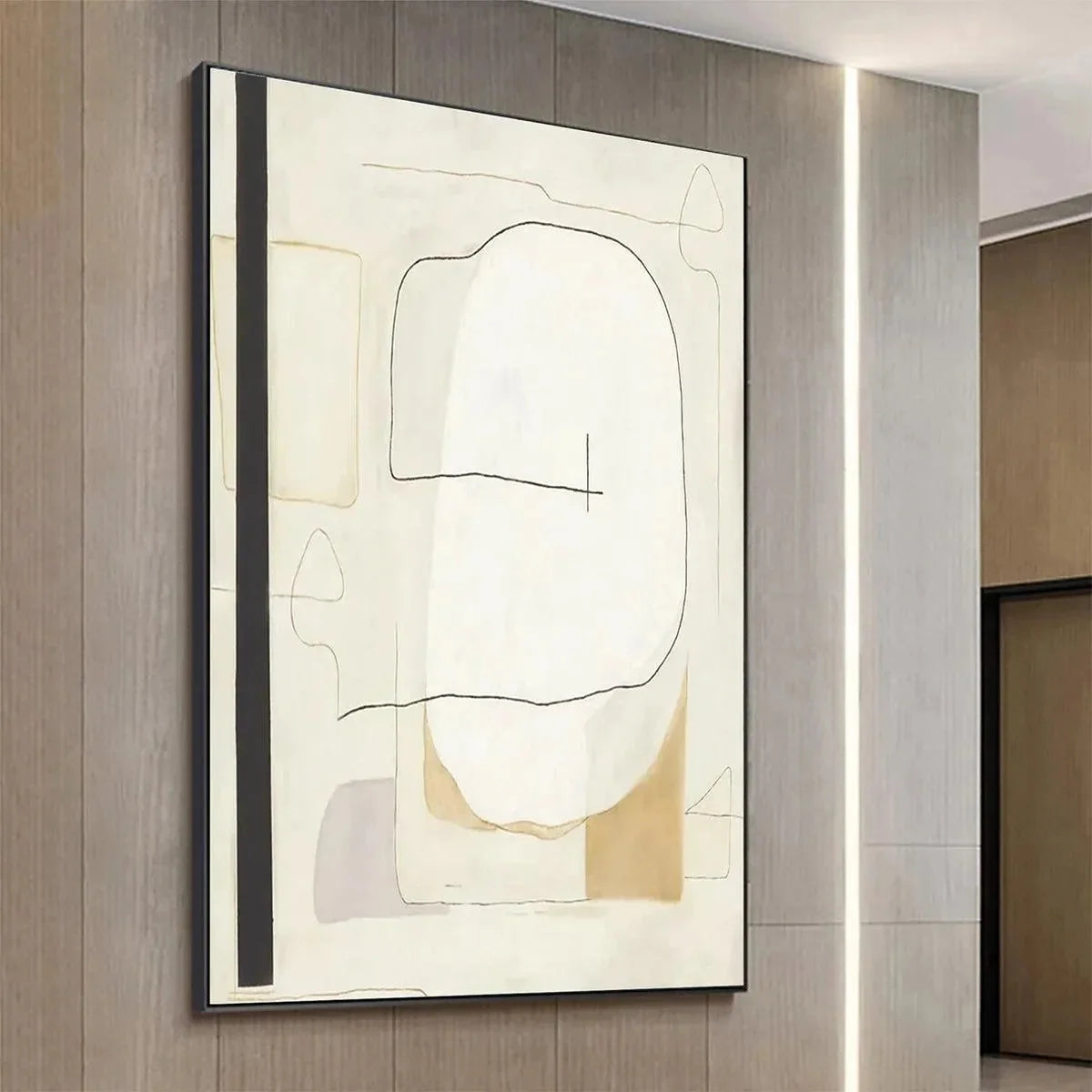 MINIMALIST ABSTRACT: Neutral Abstract Painting, Square Wall Art | Minimalist mood, soft natural light studio shot