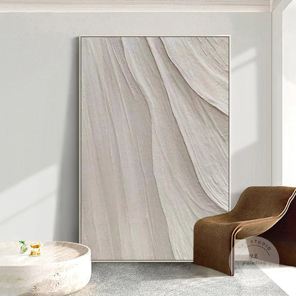 Minimalist Beige Textured Painting: Nordic Modern Framed Wall Art #4