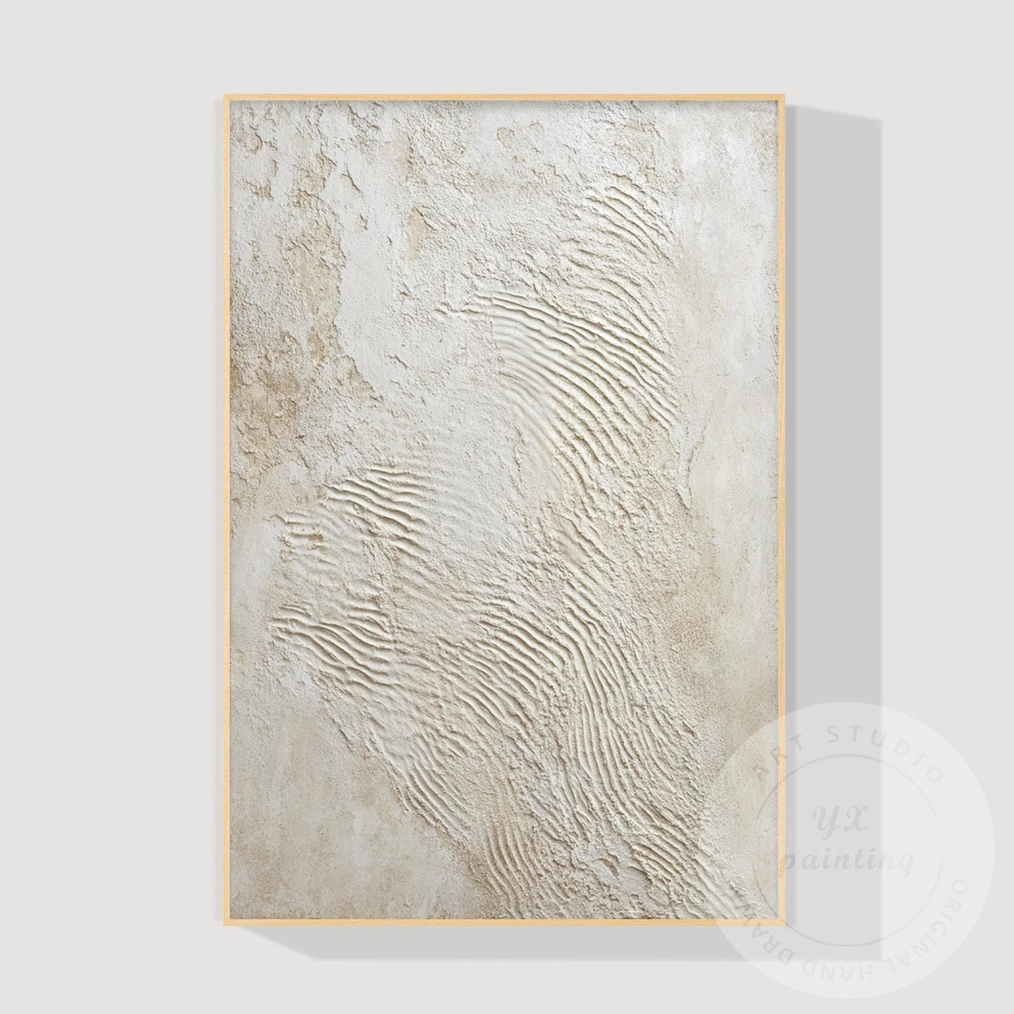 Minimalist Beige Textured Wall Art, Handcrafted Plaster Abstract Canvas, Neutral #9
