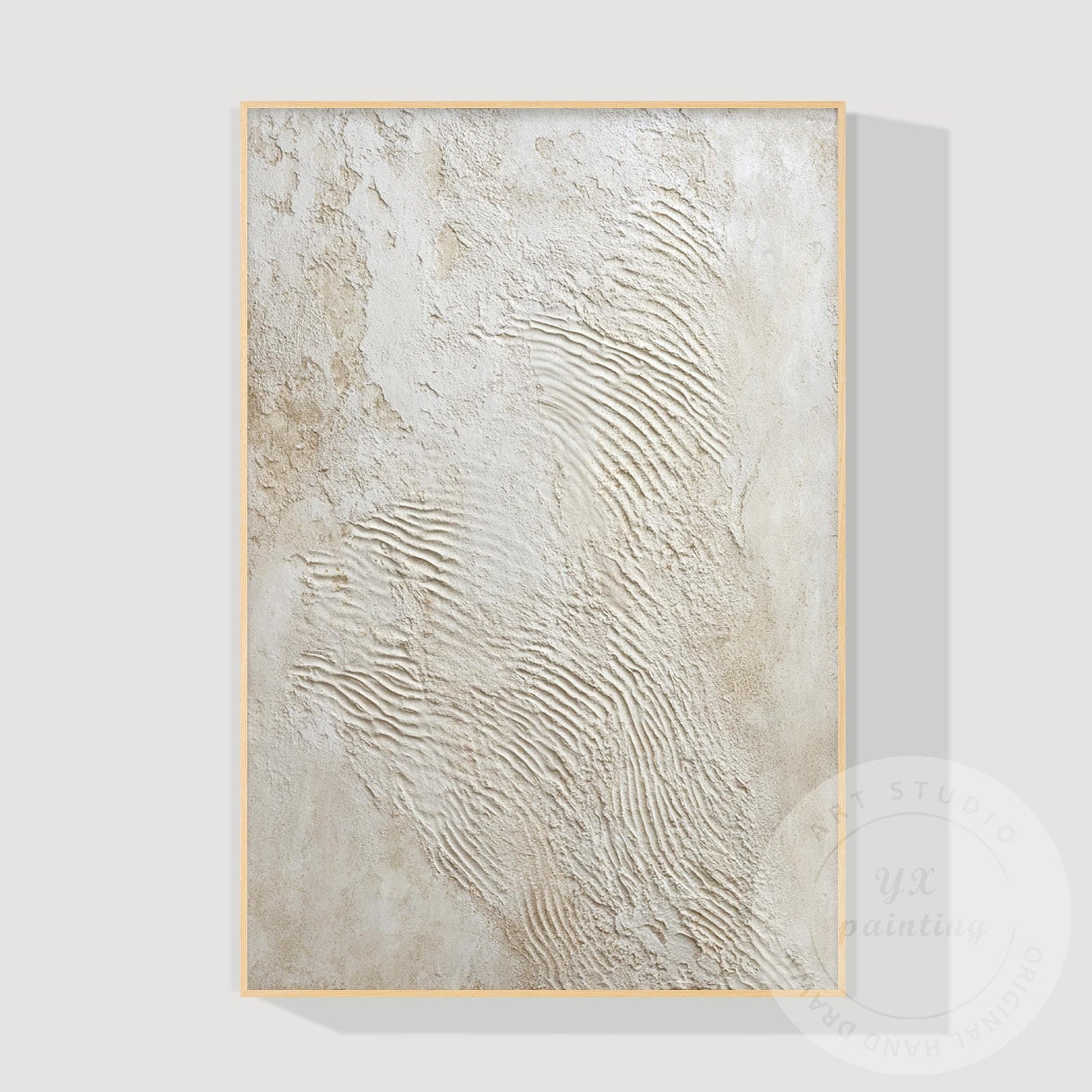 Minimalist Beige Textured Wall Art, Handcrafted Plaster Abstract Canvas, Neutral #9