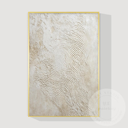 Minimalist Beige Textured Wall Art, Handcrafted Plaster Abstract Canvas, Neutral #10