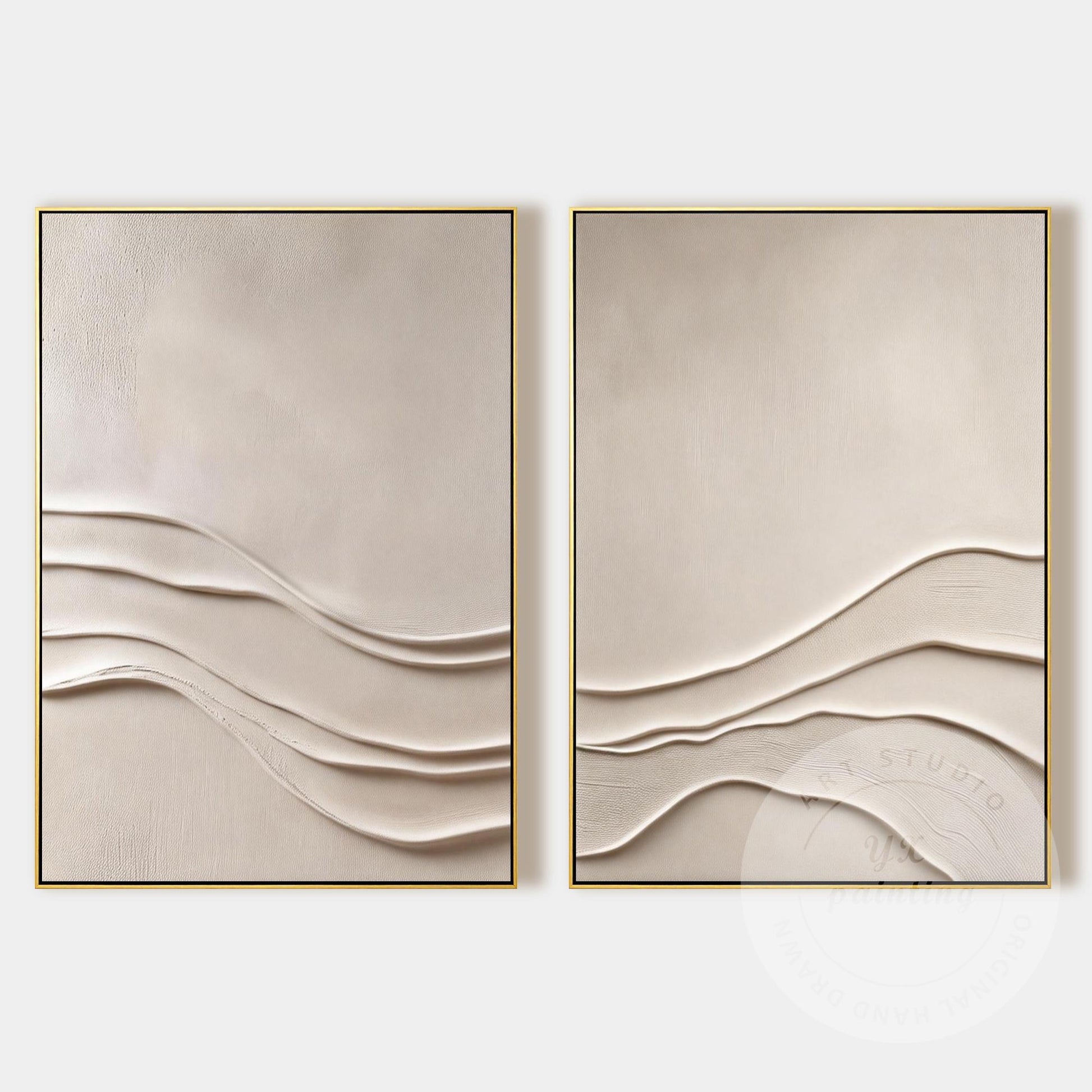 Minimalist Beige Textured Wall Art Set of 2, Abstract Plaster Canvas, Neutral Ja #10