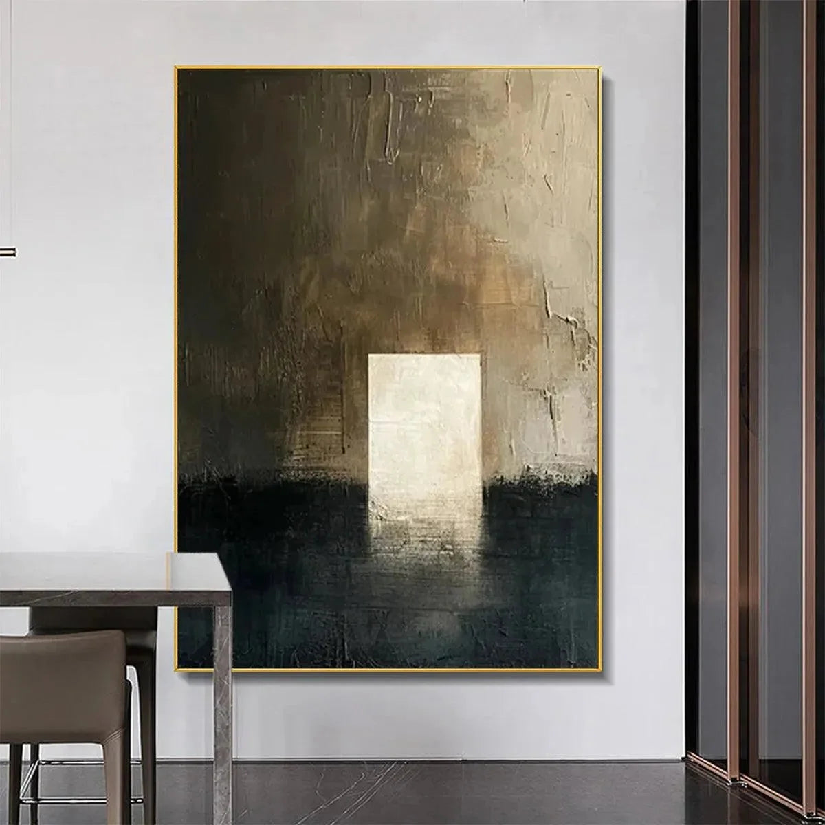 MINIMALIST DOORWAY: Textured Abstract Painting, Vertical Wall Art | Minimalist closeup, raised brushwork detail