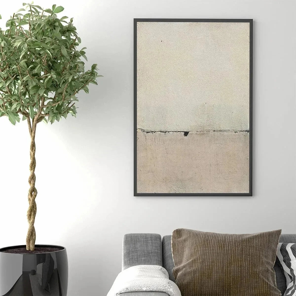 MINIMALIST EARTHSCAPE: Neutral Abstract Landscape Painting, Vertical Wall Art | multi-color palette, original oil on stretched canvas art