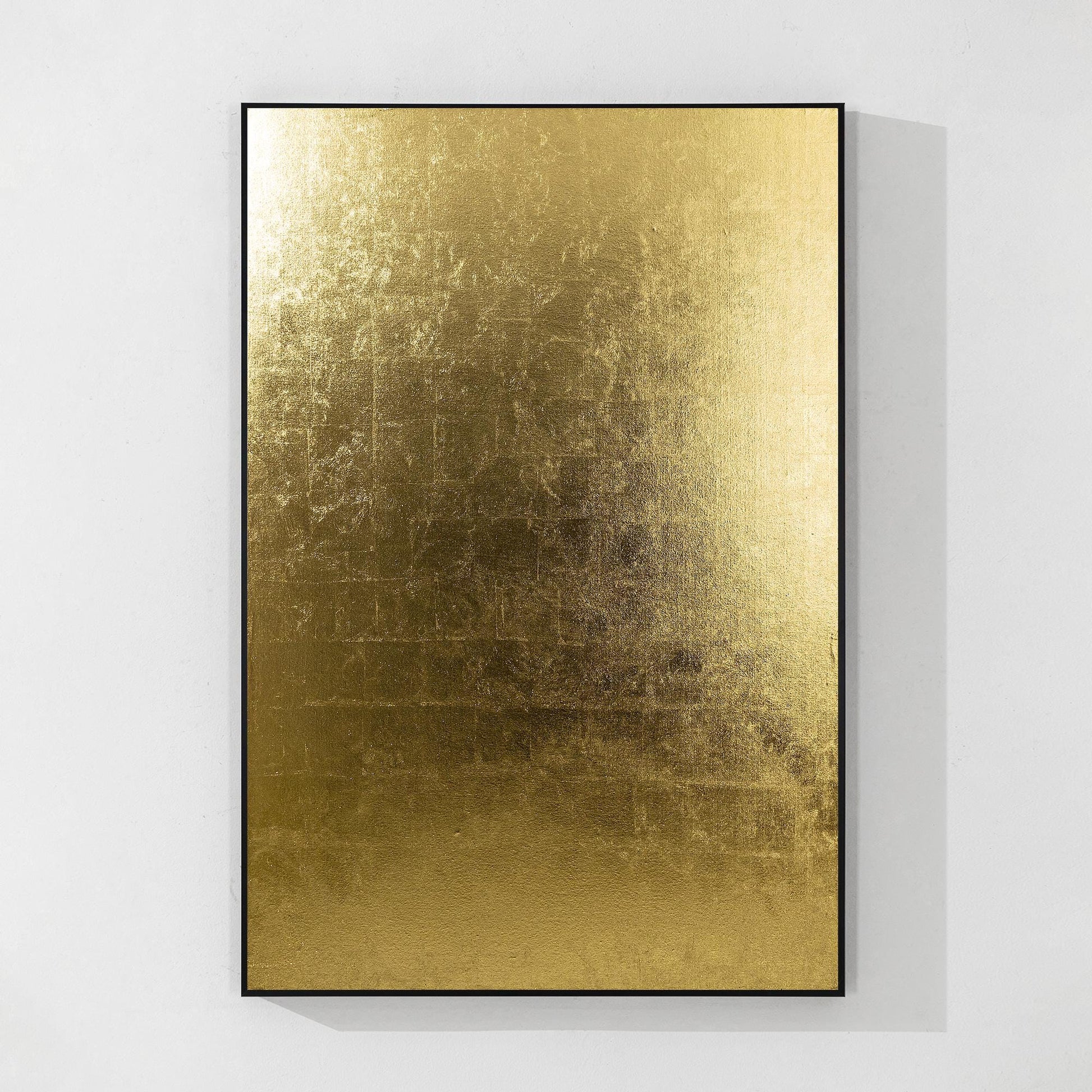 Minimalist Gold Foil Abstract Wall Art, Vertical Large Framed Canvas, Modern Lux #10