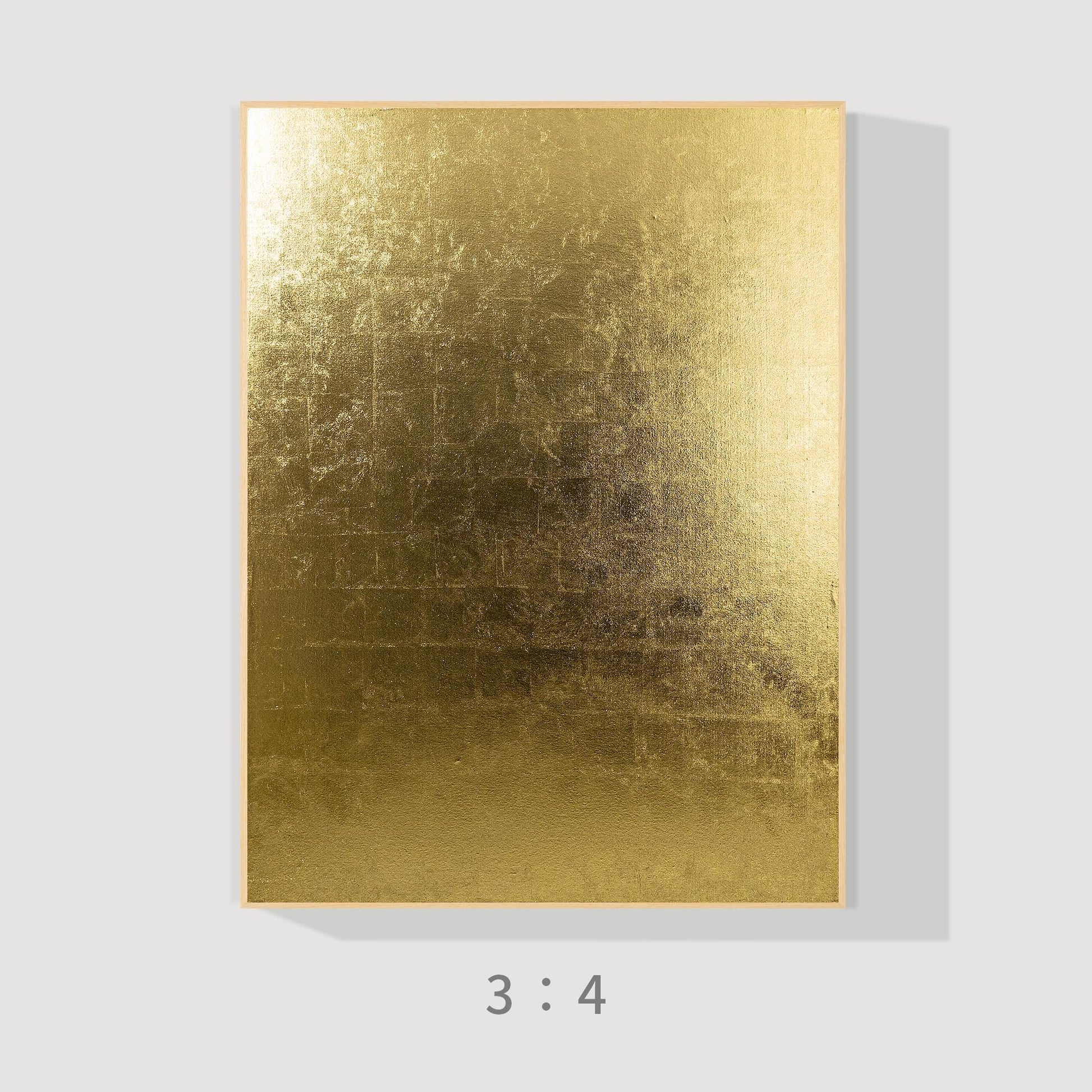 Minimalist Gold Foil Abstract Wall Art, Vertical Large Framed Canvas, Modern Lux #1
