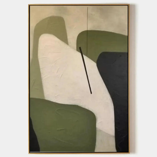 MINIMALIST GREEN ABSTRACT: Modern Abstract Painting, Vertical Wall Art | hanging in living room, Minimalist wall art