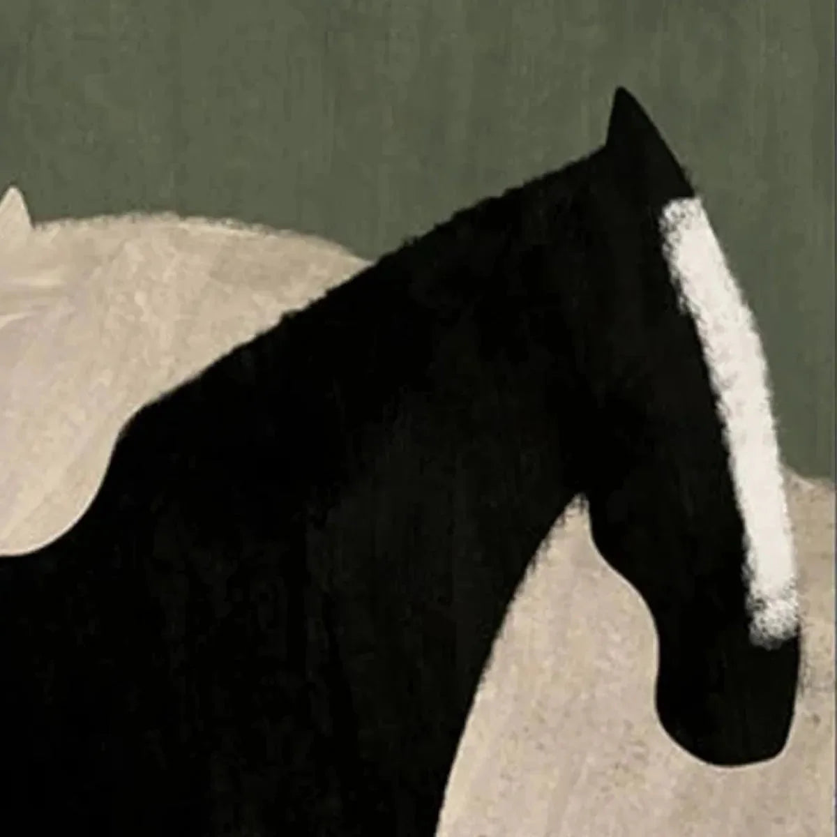 MINIMALIST HORSES: Abstract Horse Painting, Vertical Wall Art | rectangular format, hand-painted canvas edge