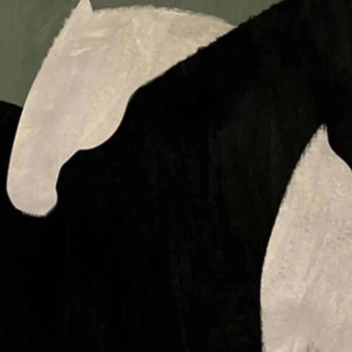 MINIMALIST HORSES: Abstract Horse Painting, Vertical Wall Art | black frame version on white wall