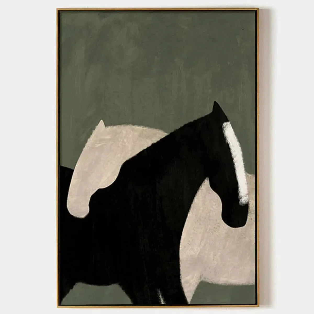 MINIMALIST HORSES: Abstract Horse Painting, Vertical Wall Art | hanging in living room, Minimalist wall art