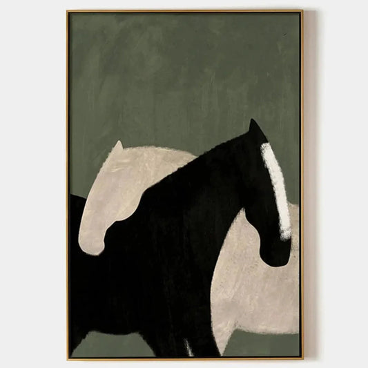 MINIMALIST HORSES: Abstract Horse Painting, Vertical Wall Art | hanging in living room, Minimalist wall art