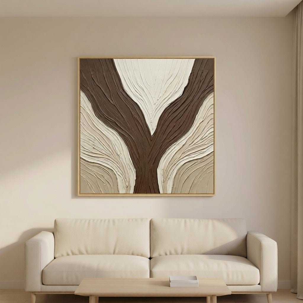 Minimalist Neutral Plaster Wall Decor styled in a refined neutral room setting to show wall scale, calm proportion, and interior decor mood.