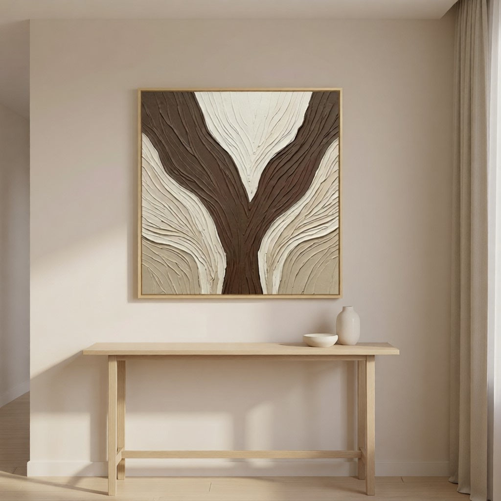 Minimalist Neutral Plaster Wall Decor styled in a refined neutral room setting to show wall scale, calm proportion, and interior decor mood.