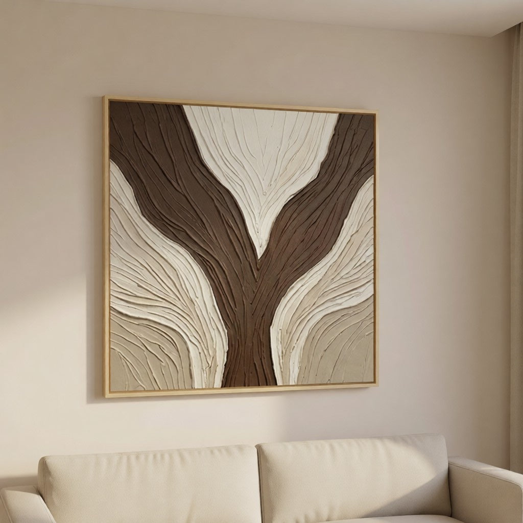 Minimalist Neutral Plaster Wall Decor styled in a refined neutral room setting to show wall scale, calm proportion, and interior decor mood.