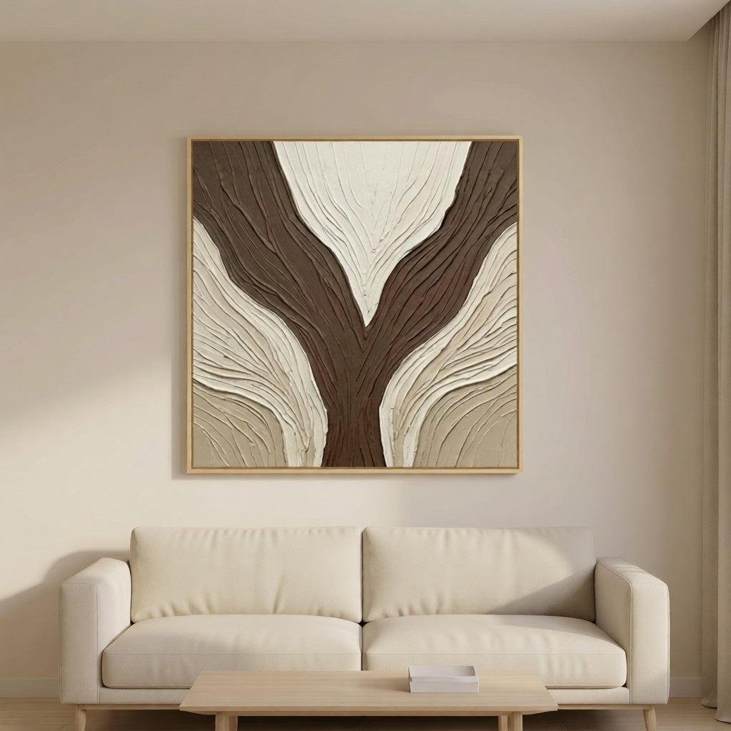 Minimalist Neutral Plaster Wall Decor styled in a refined neutral room setting to show wall scale, calm proportion, and interior decor mood.