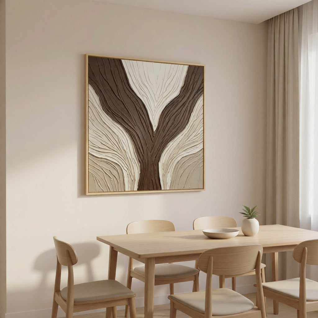 Minimalist Neutral Plaster Wall Decor styled in a refined neutral room setting to show wall scale, calm proportion, and interior decor mood.