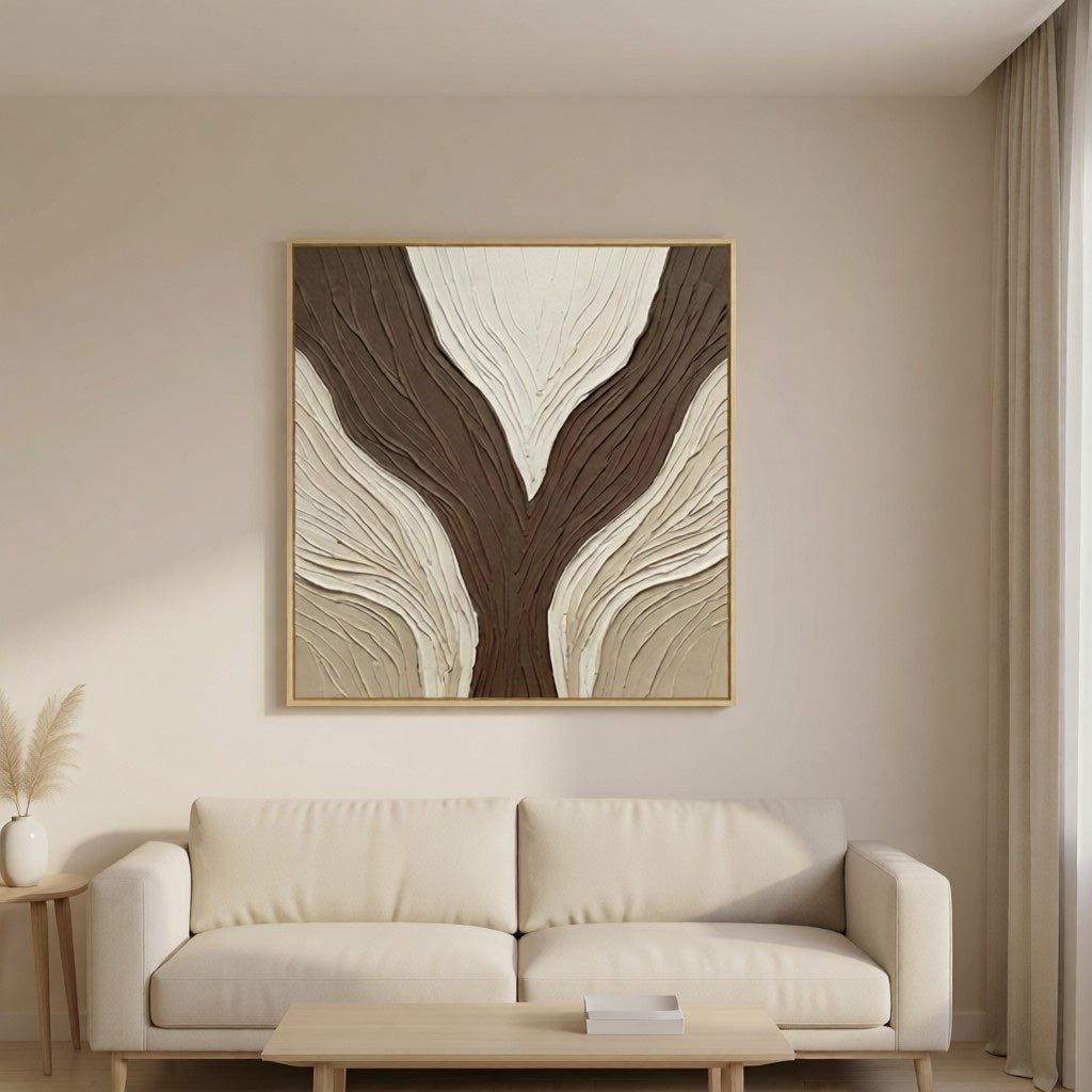 Minimalist Neutral Plaster Wall Decor styled in a refined neutral room setting to show wall scale, calm proportion, and interior decor mood.