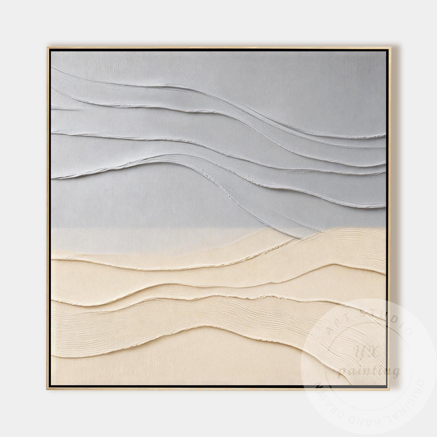 Minimalist Neutral Wall Art Textured Abstract Landscape Gray Beige Canvas Modern #12