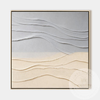 Minimalist Neutral Wall Art Textured Abstract Landscape Gray Beige Canvas Modern #12