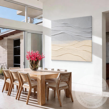 Minimalist Neutral Wall Art Textured Abstract Landscape Gray Beige Canvas Modern #5