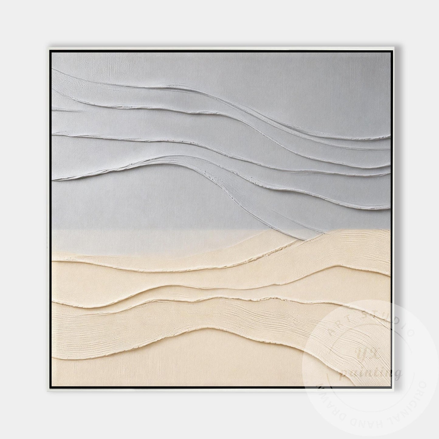 Minimalist Neutral Wall Art Textured Abstract Landscape Gray Beige Canvas Modern #7