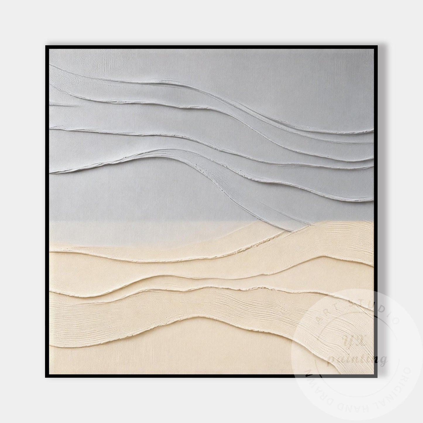 Minimalist Neutral Wall Art Textured Abstract Landscape Gray Beige Canvas Modern #8