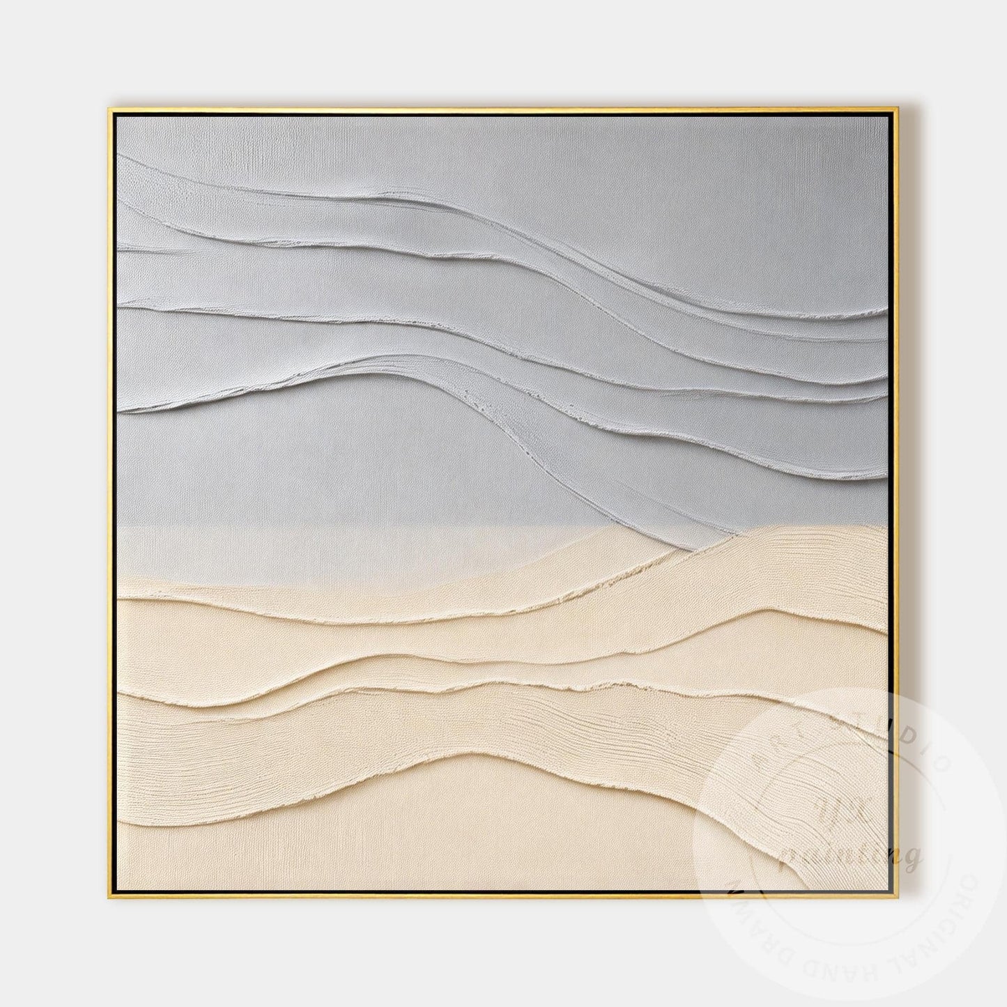 Minimalist Neutral Wall Art Textured Abstract Landscape Gray Beige Canvas Modern #9