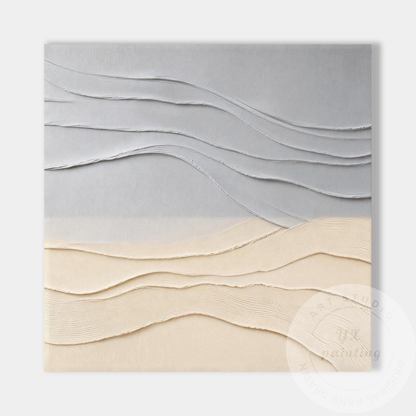 Minimalist Neutral Wall Art Textured Abstract Landscape Gray Beige Canvas Modern #10