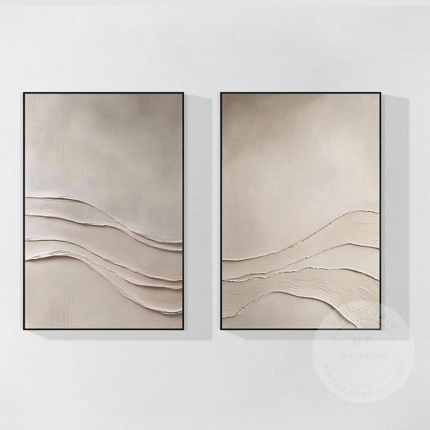Minimalist Neutral Wall Art, Wabi Sabi Beige Textured Painting Set, Abstract Mod #6