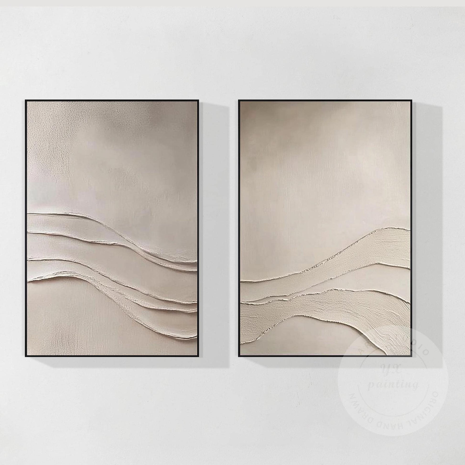 Minimalist Neutral Wall Art, Wabi Sabi Beige Textured Painting Set, Abstract Mod #6