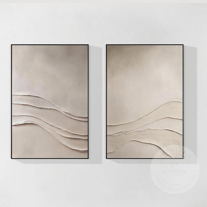 Minimalist Neutral Wall Art, Wabi Sabi Beige Textured Painting Set, Abstract Mod #6