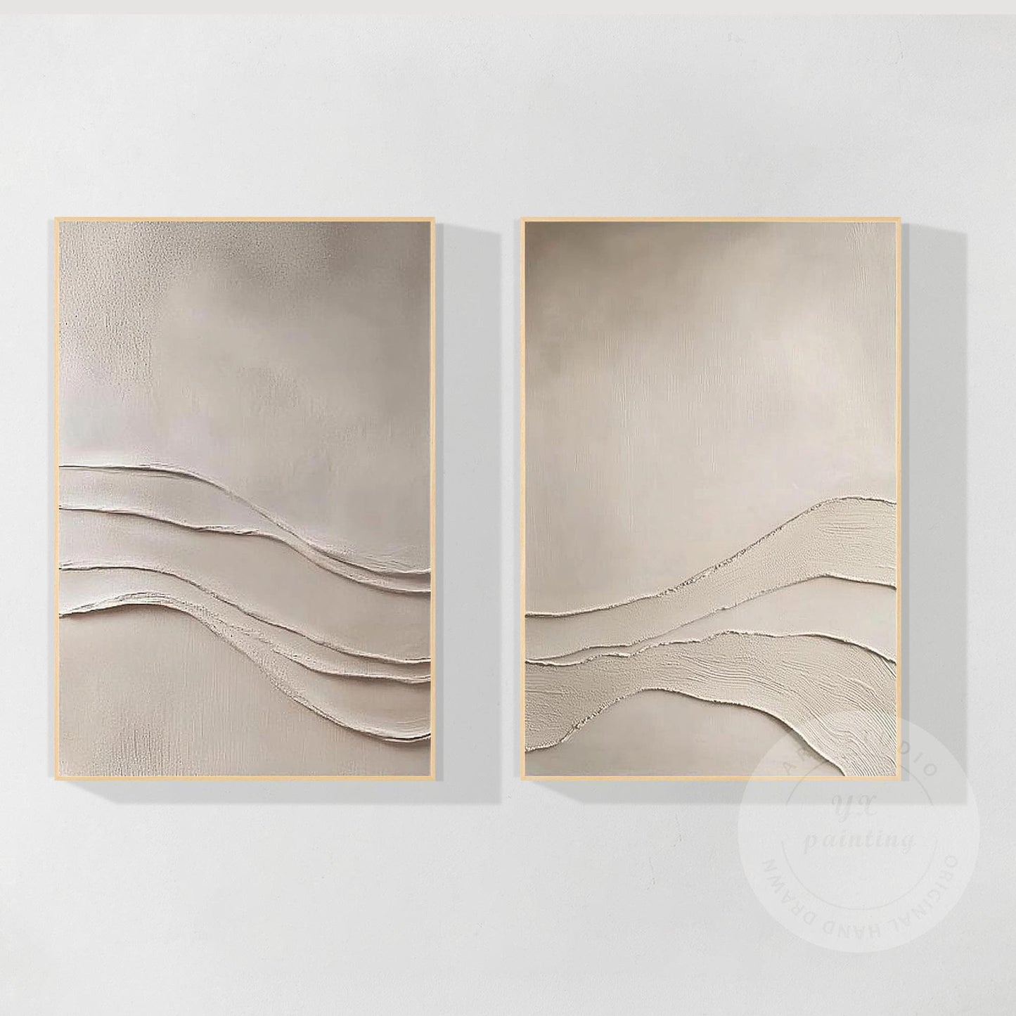 Minimalist Neutral Wall Art, Wabi Sabi Beige Textured Painting Set, Abstract Mod #7
