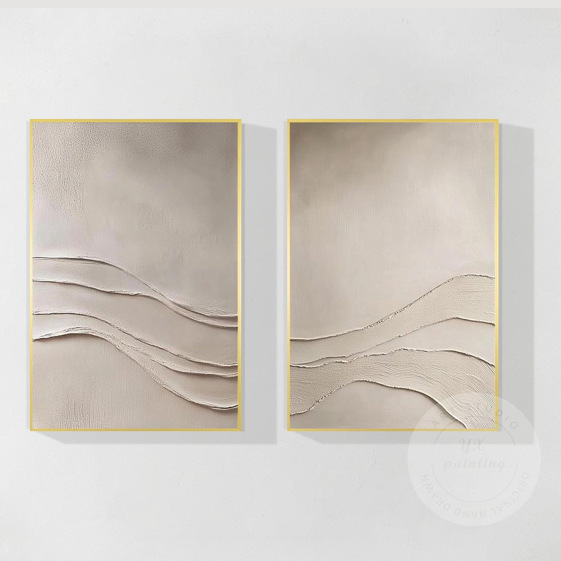 Minimalist Neutral Wall Art, Wabi Sabi Beige Textured Painting Set, Abstract Mod #8