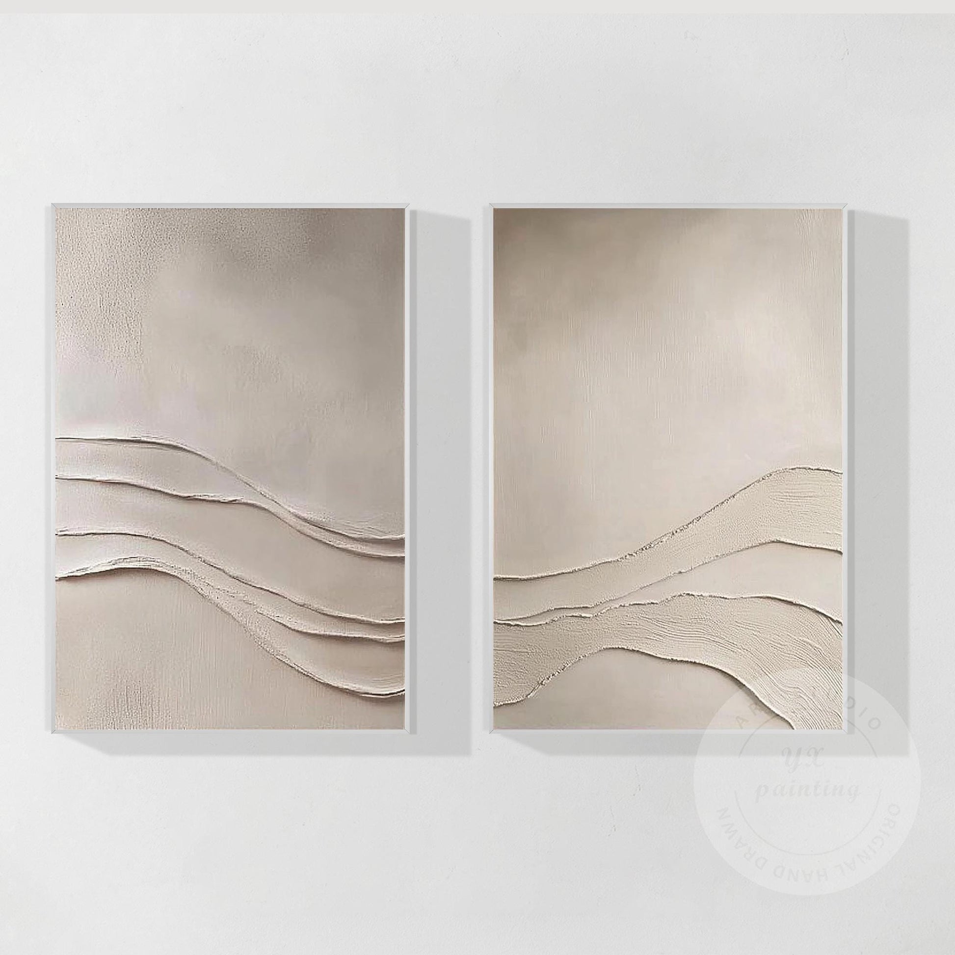 Minimalist Neutral Wall Art, Wabi Sabi Beige Textured Painting Set, Abstract Mod #9